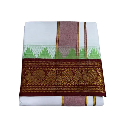 Men Pure Cotton 5 Inch Tower Jaquard Panchakacham Dhoti-9x5