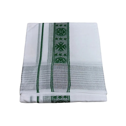 MEN PURE COTTON FANCY JARI BORDER EMBOSE MUNDI PANCHAKACHAM DHOTI - 9X5