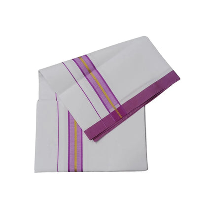 Men Cotton 1 Inch Thillana Jari Border Single Dhoti- 2M
