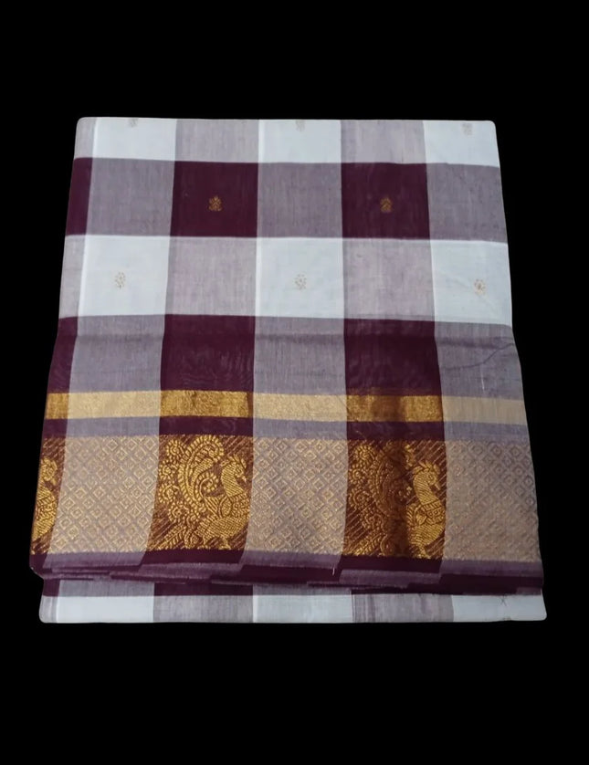 Chettinad Akalya Checks Butta 9 Yards Sarees