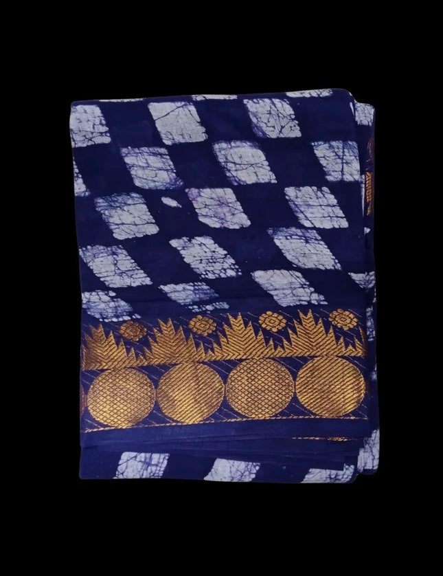MADURAI MUL MUL MOODABANI CHECKS DESIGN JAQUARD BORDER 9 YARDS SAREES