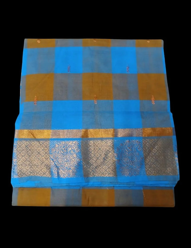 Chettinad Akalya Checks Butta 9 Yards Sarees