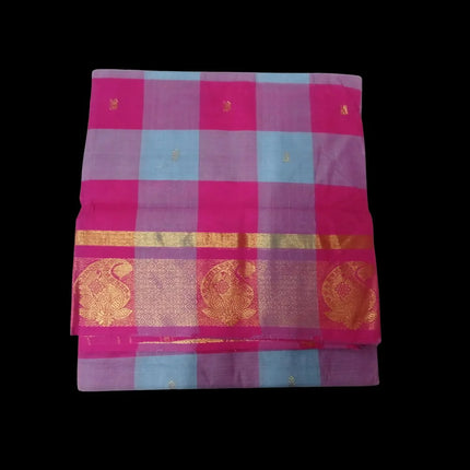 Chettinad Akalya Checks Butta 9 Yards Sarees