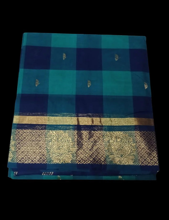 Chettinad Akalya Checks Butta 9 Yards Sarees
