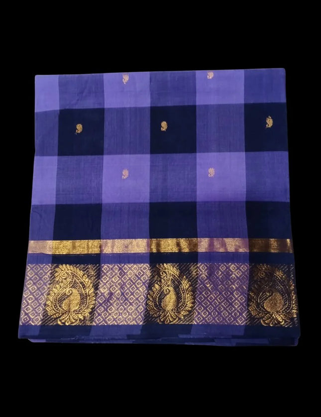Chettinad Akalya Checks Butta 9 Yards Sarees