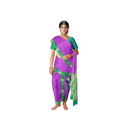 KARISHMA SEMI SILK KORVAI BORDER SELF CHECKS RICH PALLU 9 YARDS SAREES