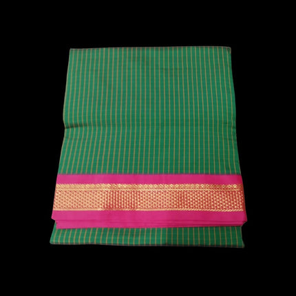 KARISHMA SEMI SILK KORVAI BORDER SELF CHECKS RICH PALLU 9 YARDS SAREES