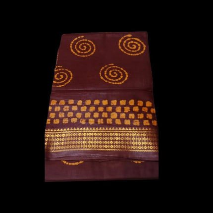 MADURAI MUL MUL COTTON BATIK WAX PRINTS JARI BORDER 9 YARDS SAREES