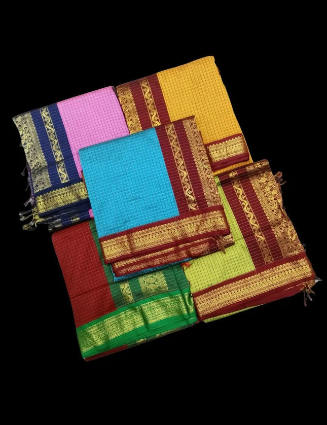M C Kalyani Arni Checks 9 Yards Sarees