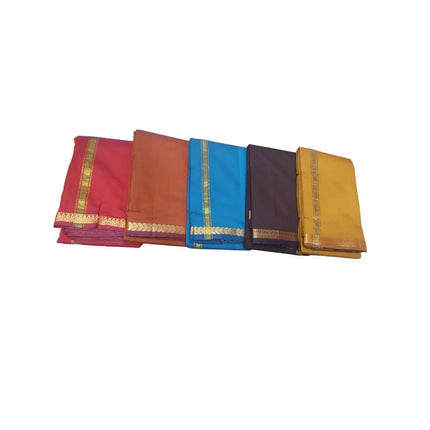 Men Art Silk Soft Silk Piping Colour Panchakacham Dhoti-9x5