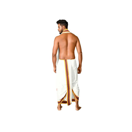 Men Cotton 1 Inch Deluxe Fancy Panchakacham Dhoti 10x6