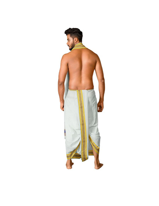 Men Pure Cotton 3 Inch New Pet Panchakacham Dhoti- 10x6