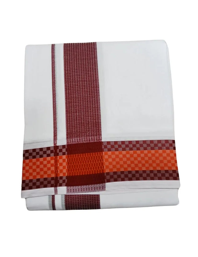 Men Pure Cotton 3INCH Pattu Chess Panchakacham Dhoti-9x5