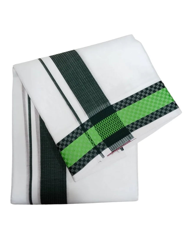Men Pure Cotton 3INCH Pattu Chess Panchakacham Dhoti-9x5