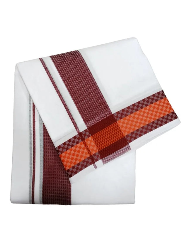 Men Pure Cotton 3INCH Pattu Chess Panchakacham Dhoti-9x5