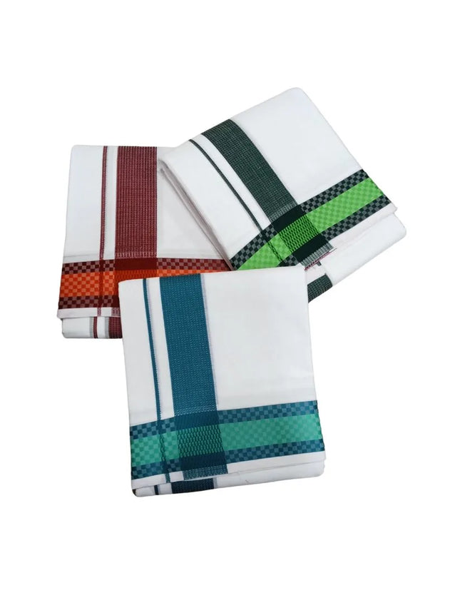 Men Pure Cotton 3INCH Pattu Chess Panchakacham Dhoti-9x5