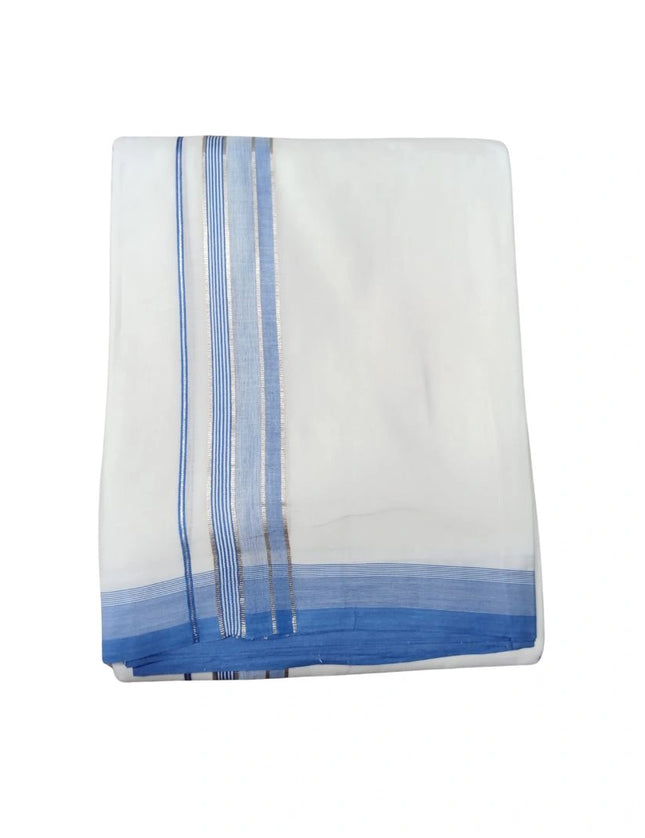 Men Pure Cotton Ajanta Silver Panchakacham Dhoti-9x5