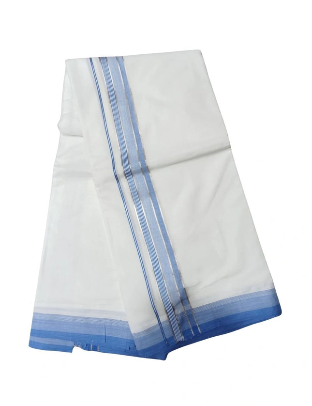 Men Pure Cotton Ajanta Silver Panchakacham Dhoti-9x5
