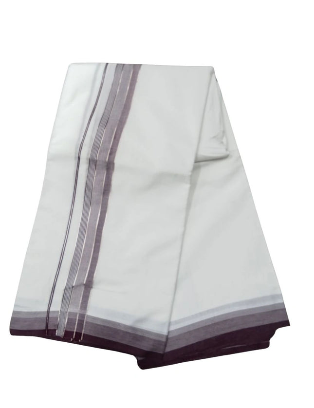 Men Pure Cotton Ajanta Silver Panchakacham Dhoti-9x5