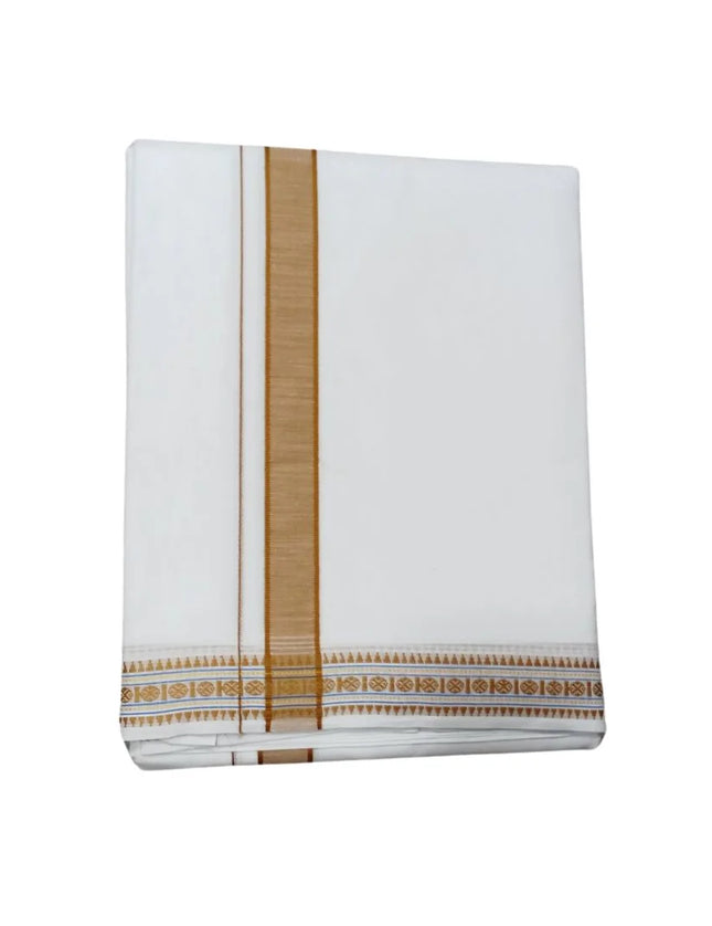 Men Pure Cotton D-64 Cherry White Panchakacham Dhoti- 10x6