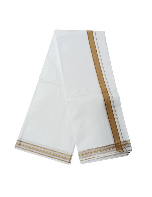 Men Pure Cotton D-64 Cherry White Panchakacham Dhoti- 10x6