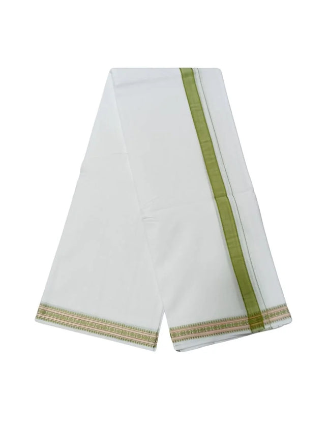 Men Pure Cotton D-64 Cherry White Panchakacham Dhoti- 10x6
