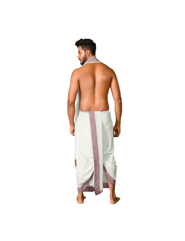Men Pure Cotton D121 Chess Border Panchakacham Dhoti- 10x6