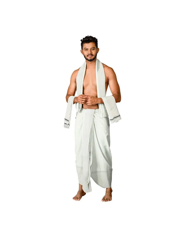 Men Pure Cotton Seer Panchakacham Dhoti- 10x6