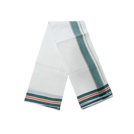 Men Pure Cotton Veg Bleached Panchakacham Dhoti- 9x5