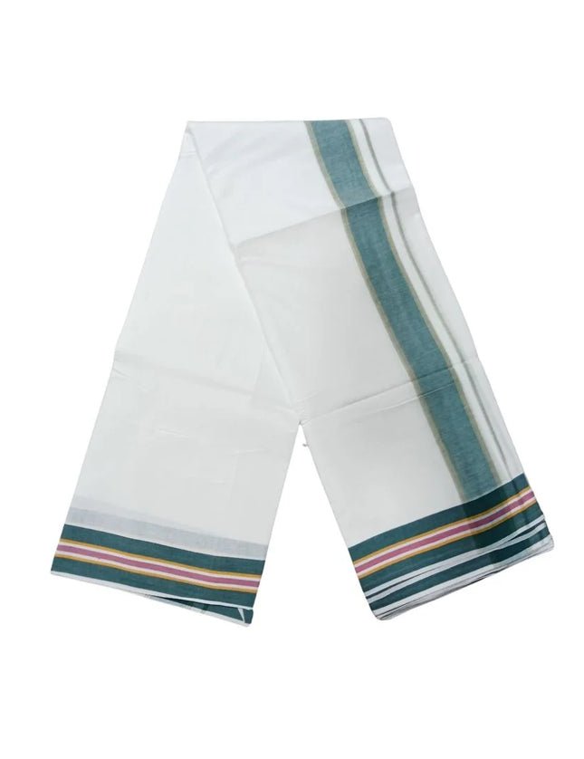 Men Pure Cotton Veg Bleached Panchakacham Dhoti- 9x5