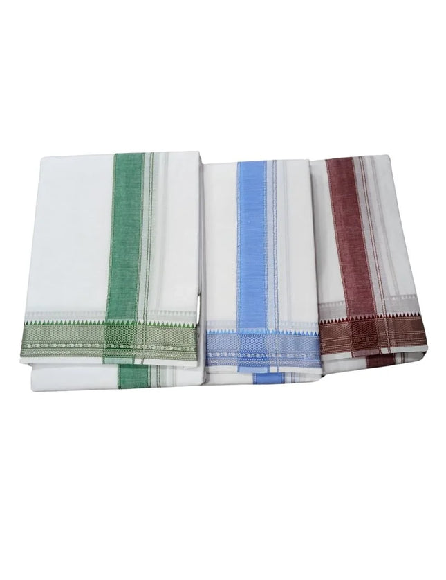 Men Pure Cotton Vishnu White Panchakacham Dhoti- 10x6