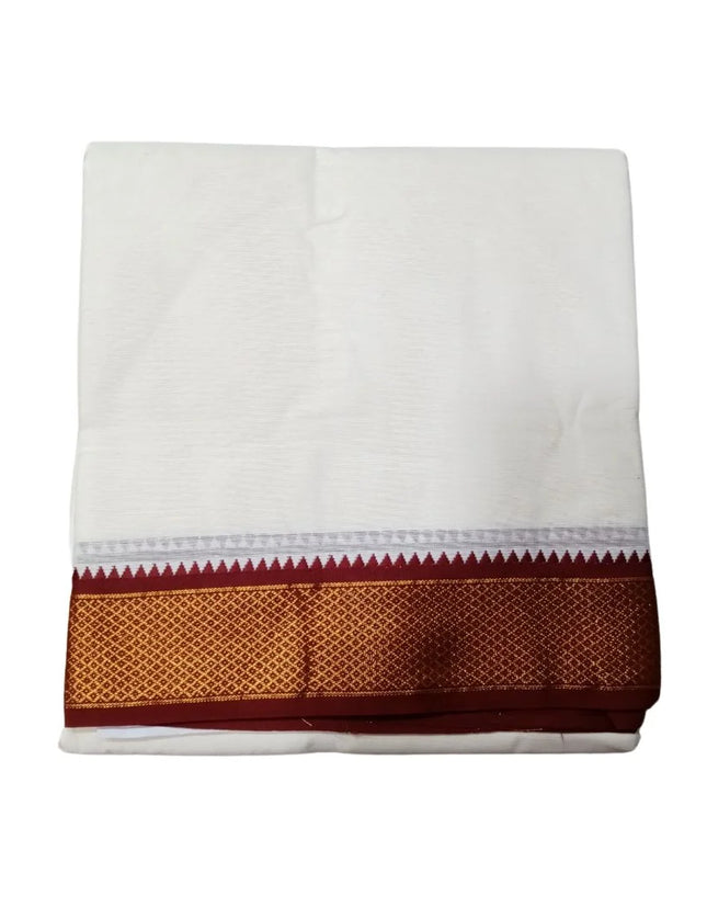 Men Cotton  10 kan Mayilkan korvai Panchakacham Dhoti -  9X5