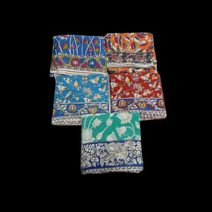 PEDANA PRINTED KALAMKARI MUL MUL COTTON 9 YARDS SAREES