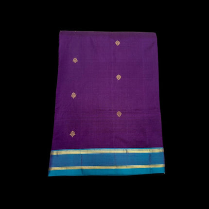 Pure Kanchipuram Silk 9 Yards Madisar Saree - Pottu Butta Design with Small Border