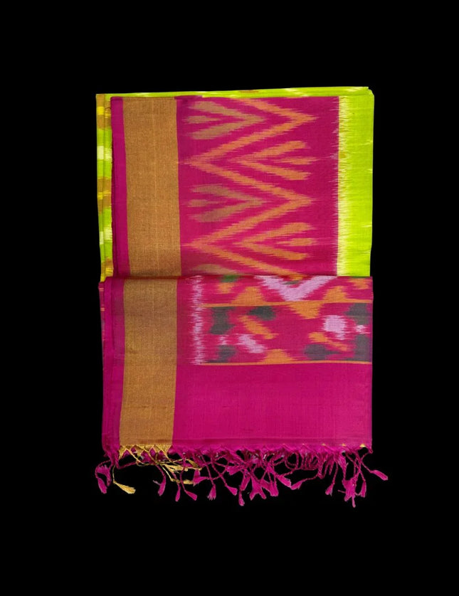 Pure Pochampally Silk Saree 6 Yards with Traditional Ikat Design
