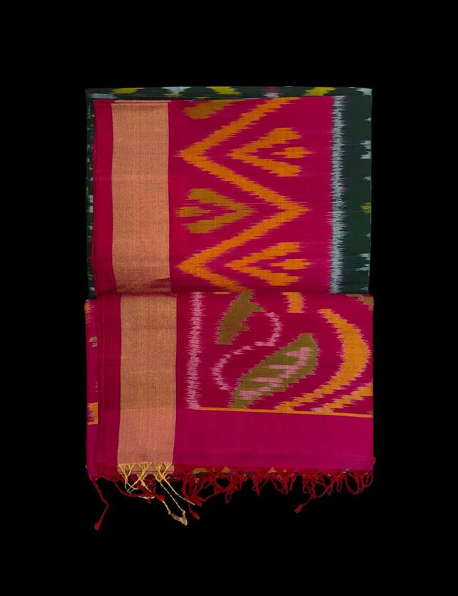 Pure Pochampally Silk Saree 6 Yards with Traditional Ikat Design