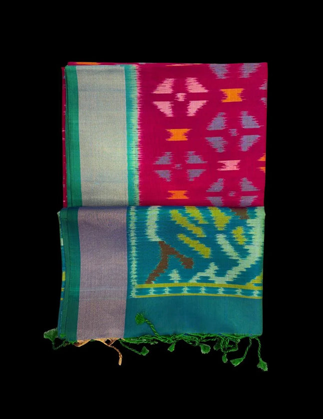 Pure Pochampally Silk Saree 6 Yards with Traditional Ikat Design
