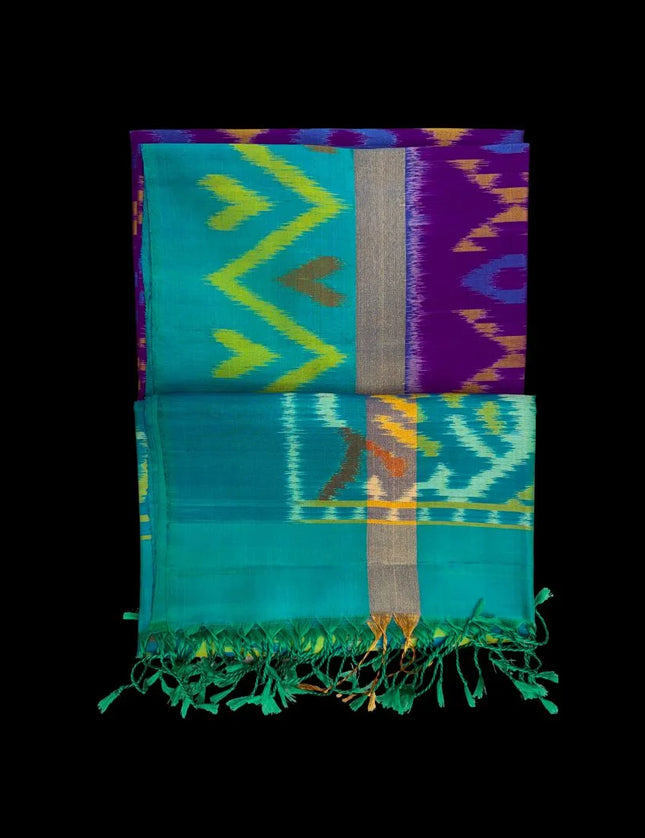 Pure Pochampally Silk Saree 6 Yards with Traditional Ikat Design