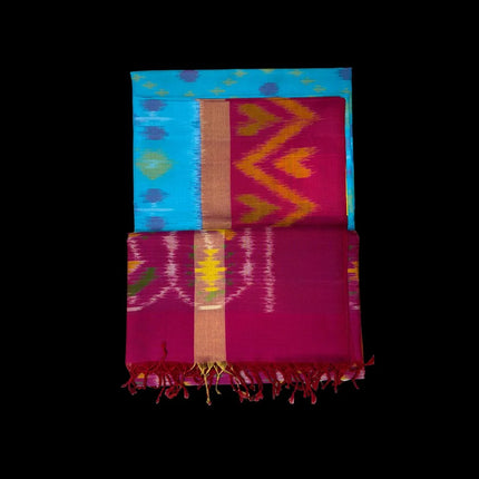 Pure Pochampally Silk Saree 6 Yards with Traditional Ikat Design