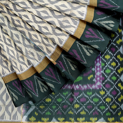 Pure Pochampally Silk Saree 6 Yards with Traditional Ikat Design