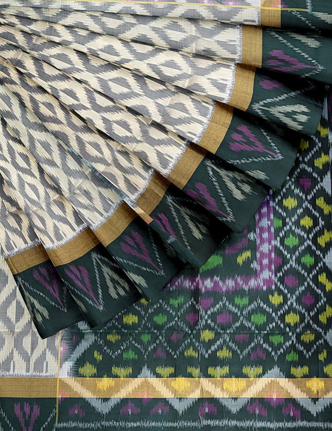 Pure Pochampally Silk Saree 6 Yards with Traditional Ikat Design