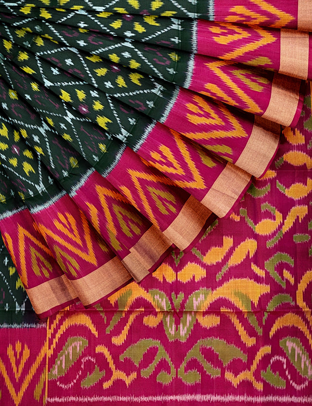 Pure Pochampally Silk Saree 6 Yards with Traditional Ikat Design