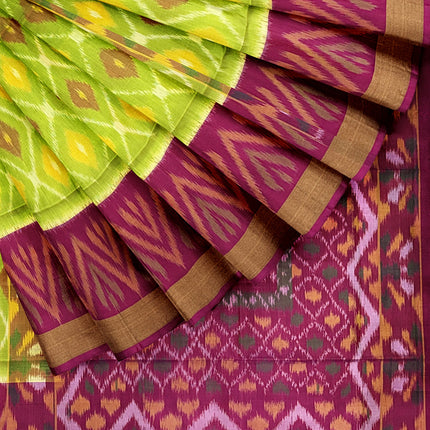Pure Pochampally Silk Saree 6 Yards with Traditional Ikat Design