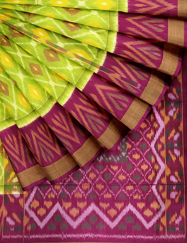 Pure Pochampally Silk Saree 6 Yards with Traditional Ikat Design