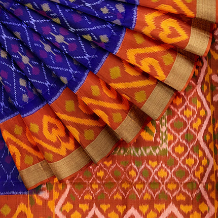 Pure Pochampally Silk Saree 6 Yards with Traditional Ikat Design
