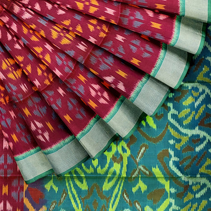 Pure Pochampally Silk Saree 6 Yards with Traditional Ikat Design