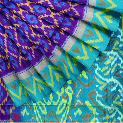 Pure Pochampally Silk Saree 6 Yards with Traditional Ikat Design
