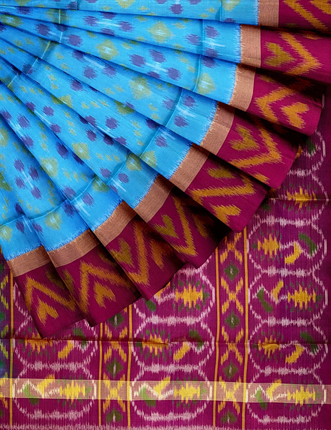 Pure Pochampally Silk Saree 6 Yards with Traditional Ikat Design
