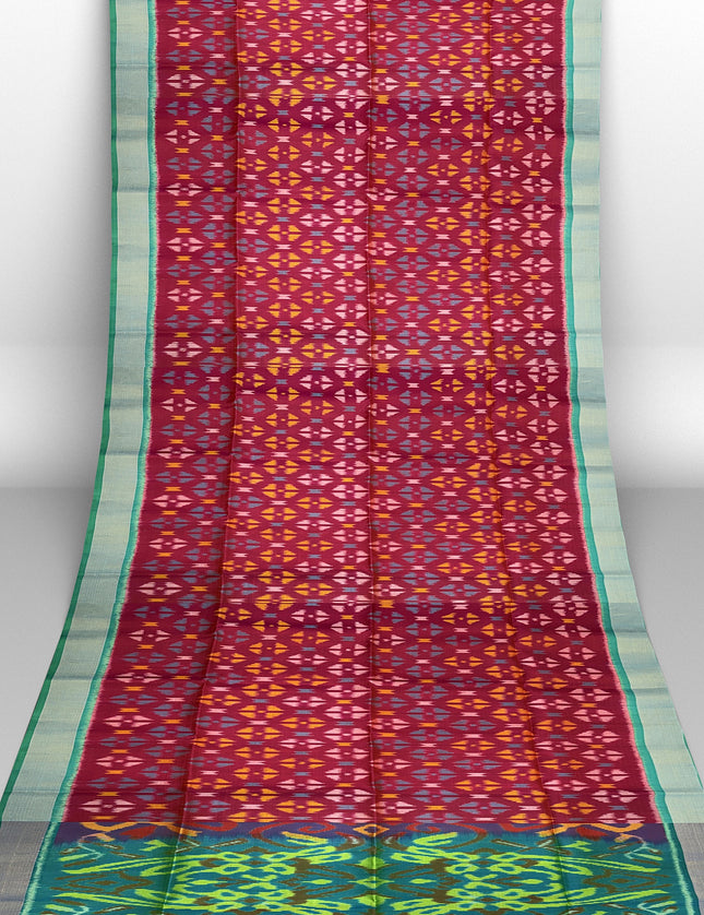 Pure Pochampally Silk Saree 6 Yards with Traditional Ikat Design