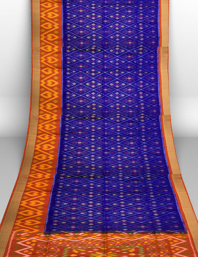 Pure Pochampally Silk Saree 6 Yards with Traditional Ikat Design